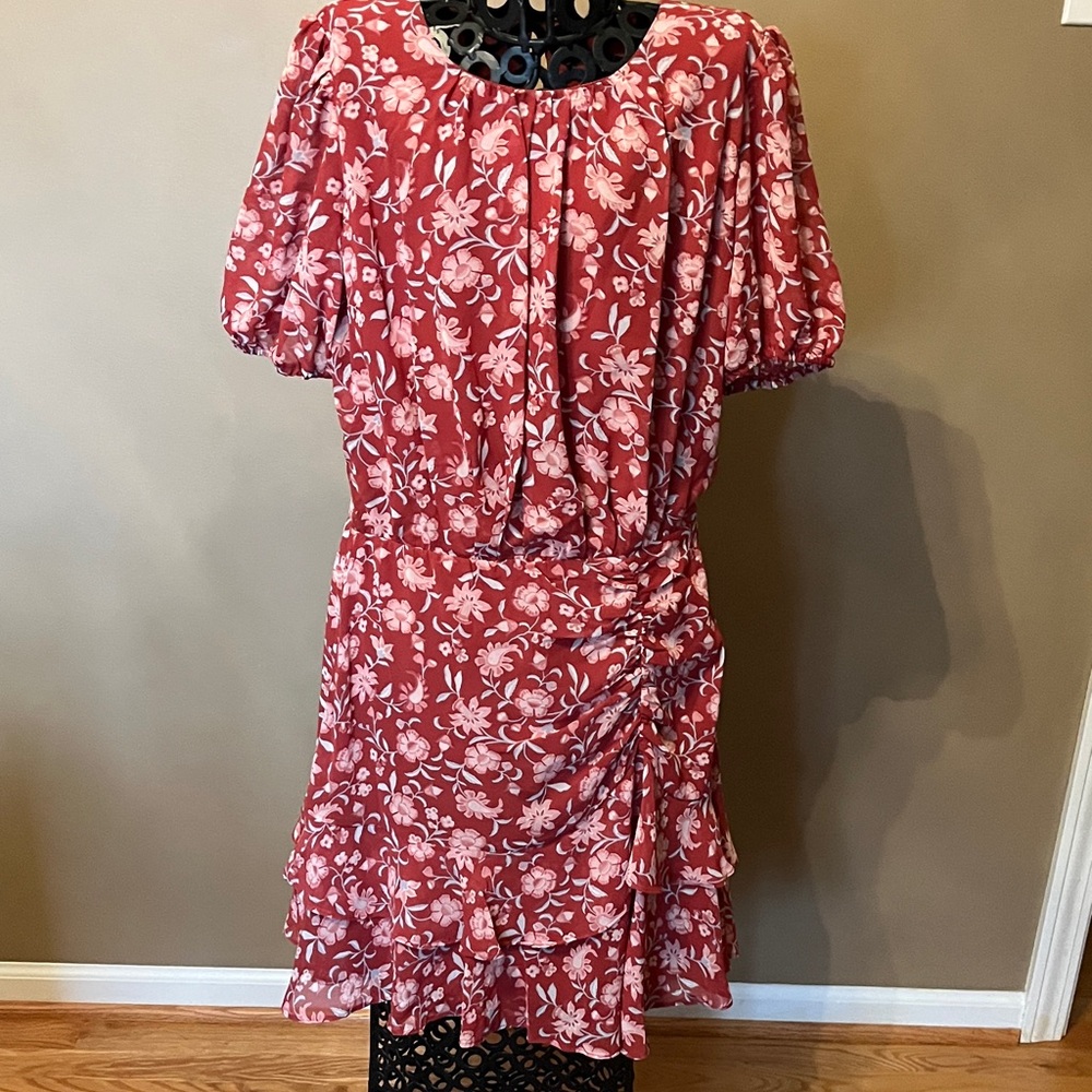 B Darlin Rust Red and White Floral Mini Dress